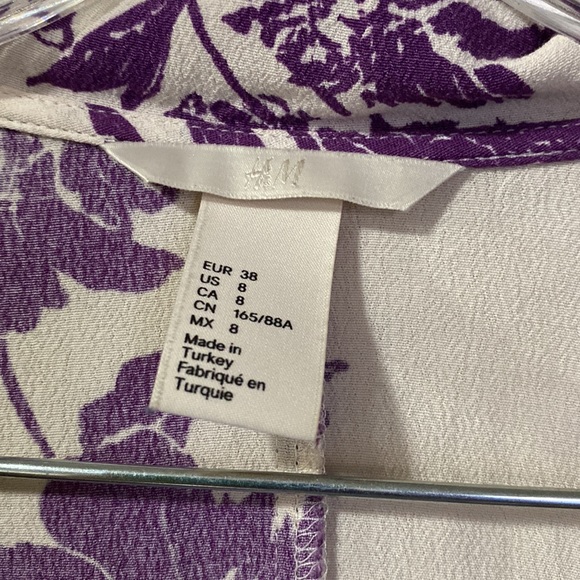 H&M blouse long sleeve size 8 color white and purple - Picture 3 of 7